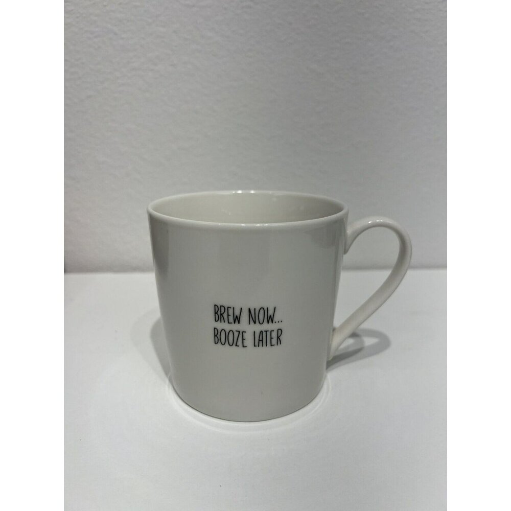 SIPS Drinkware White Mug Cup "Brew Now…Booze Later” Dishwasher Microwave Safe